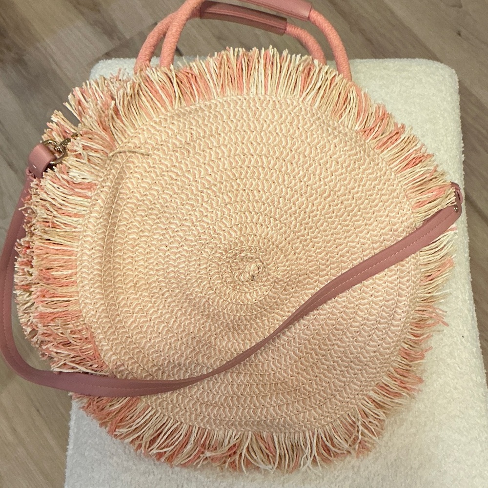 Chic Pink Fringe Round Shoulder Bag